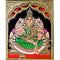 Laxmi Devi Light Green Saree Tanjore Painting